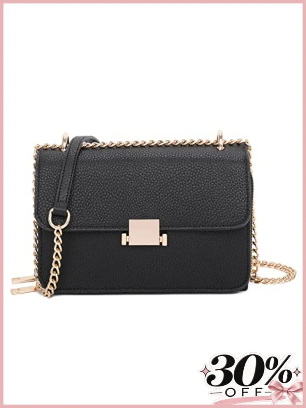 PU Leather Square Shoulder Bag Chain Strap Crossbody Evening Satchel
